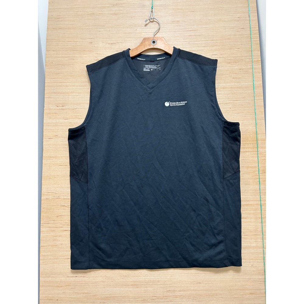 Nike Golf Tour Performance Dri-FIT Vest Mens XL Black V-Neck Sleeveless Shirt